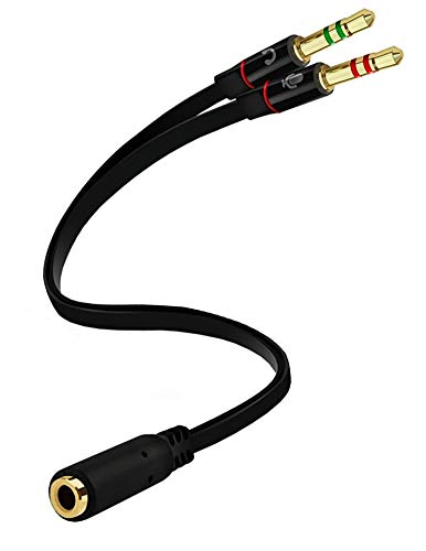 Product Cover D & K Exclusives Headphone Splitter for Computer 3.5mm Female to 2 Dual 3.5mm Male Headphone Mic Audio Y Splitter Cable Smartphone Headset to PC Adapter