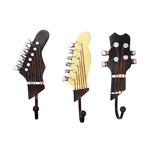 Product Cover KUNGYO Vintage Guitar Shaped Decorative Hooks Rack Hangers for Hanging Clothes Coats Towels Keys Hats Metal Resin Hooks Wall Mounted Heavy Duty (3-Pack)