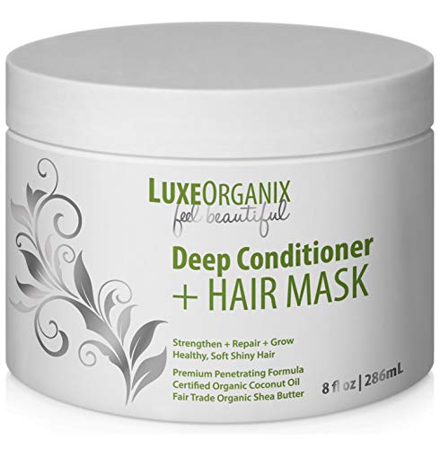 Product Cover Organic Deep Conditioner Hair Mask: Moisturizing for Shiny Smooth Manageable Hair. Coconut Oil Conditioning Treatment Repairs Dry Damaged Hair. Safe for Color or Keratin Treated Hair. (Made in USA)