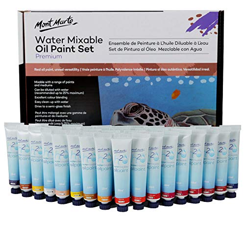 Product Cover Mont Marte Premium H2O Water Mixable Oil Paint Set, 36 Piece, 18ml Tubes. Mixable with a Range of Mediums. Easily Washes Up with Water.