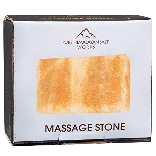 Product Cover Pure Himalayan Salt Works Rectangle Massage Stone, Pink Crystal Hand-Carved Stone for Massage Therapy, Deodorant and Salt and Sugar Scrubs, 2.25