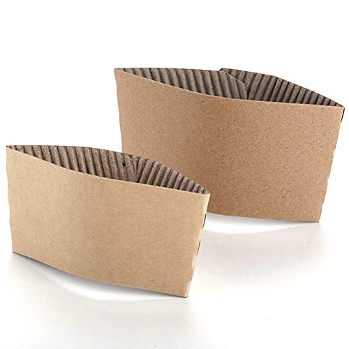 Product Cover Luckypack 500 Piece Cup Sleeve Corrugated Jacket Cafe Drink Disposable Paper Coffee Cup Sleeves Reusable Holder Cardboard For Hot Drinks, 12 oz./16 oz./20 oz.