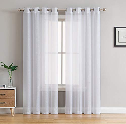 Product Cover HLC.ME 2 Piece Semi Sheer Voile Window Curtain Drapes Grommet Panels for Bedroom, Living Room & Kids Room (54