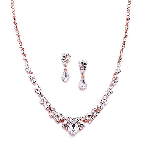 Product Cover Mariell Glamorous Blush Rose Gold Crystal Necklace & Earrings Jewelry Set for Wedding, Prom & Bridesmaids
