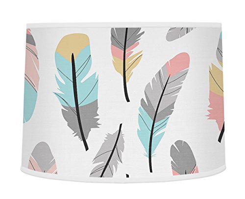 Product Cover Sweet Jojo Designs Multicolored Feather Print Girls Baby Childrens Lamp Shade for Feather Collection
