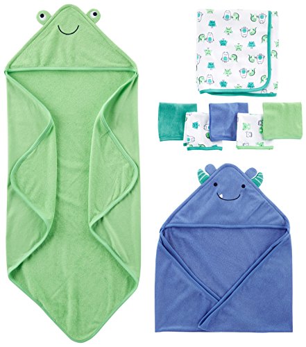Product Cover Simple Joys by Carter's Baby Boys' 8-Piece Towel and Washcloth Set, Blue/Green, One Size