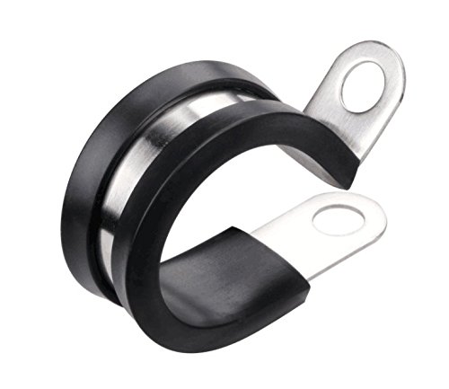 Product Cover Cable Clamp, Lokman 12 Pack 3/8 Inch Stainless Steel Cable Clamp, Pipe Clamp, Metal Clamp, Rubber Cushioned