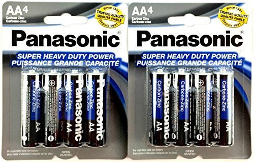 Product Cover Panasonic 5741 8PC AA Batteries Super Heavy Duty Power Carbon Zinc Double A Battery 1.5V, Black (Pack of 8)