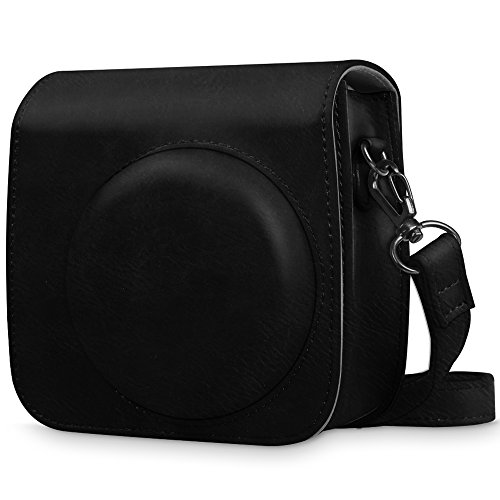 Product Cover Fintie Protective Case for Fujifilm Instax Mini 8 Mini 8+ Mini 9 Instant Camera - Premium Vegan Leather Bag Cover with Removable Strap, Vintage Black