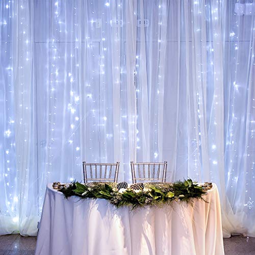 Product Cover LE LED Curtain Lights, 19.7x9.8ft, 594 LED, 8 Modes, Plug in Twinkle Lights, Cool White, Indoor Outdoor Decorative Wall Window String Lights for Bedroom, Party, Wedding Backdrop, Patio Décor and More