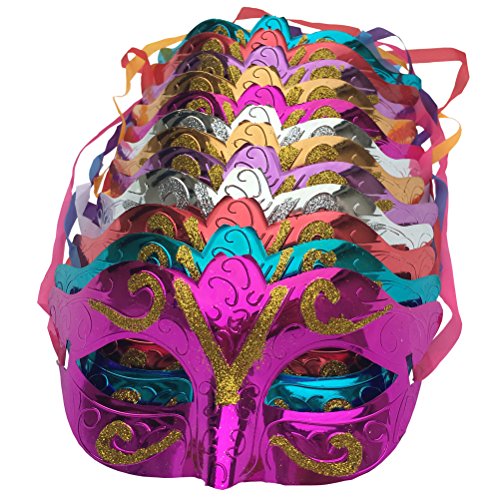Product Cover Arlai Pack of 12, Gold Shining Plated Party mask Wedding Props Masquerade Mardi gras mask