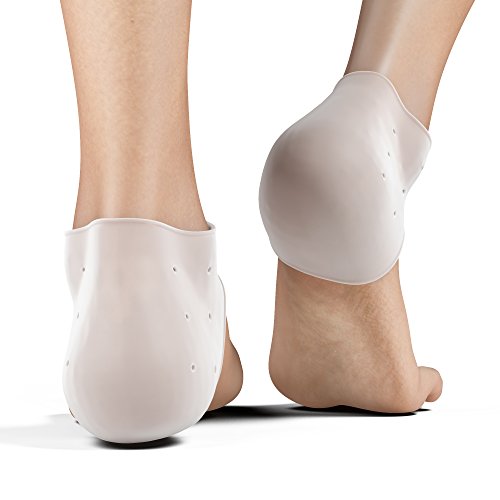 Product Cover Heel Pain Relief Protectors 2 pairs - Plantar Fasciitis Treatment - Foot Shoe Inserts for Achilles Tendonitis Tendon, Spurs, Fascia Support, Sore Feet, Bruised Foot Cracked Heels for Women Men
