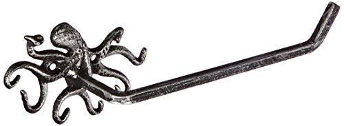Product Cover Hampton Nautical K-9205-silver Antique Silver Cast Iron Octopus Toilet Paper Holder 11