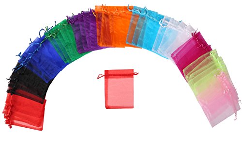 Product Cover ZUUC Colorful Organza Drawstring Pouch Bag, 6''W x9 L, Pack of 50 (Colorful)