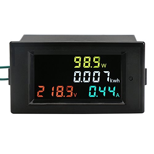 Product Cover AC Power Meter, DROK AC 80-300V 100A Voltage Current Color LCD Display Panel, Digital Voltmeter Ammeter Watt Active Power Energy Battery Monitor Multimeter Volt Amp Meter with Current Transformer CT