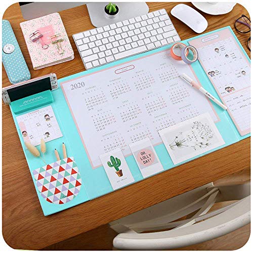 Product Cover Large Size Mouse pad Anti-Slip Desk Mouse Mat Waterproof Desk Protector Mat with Smartphone Stand, Pockets, Dividing Rule, Calendar and Pen Groove(Various Colors) (Mint)