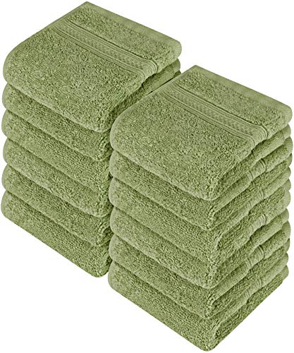 Product Cover Utopia Towels - Luxury Washcloths Set 12 x 12 inches, Sage Green - 700 GSM 100% Cotton Premium Quality Flannel Face Cloths, Highly Absorbent and Soft Feel Fingertip Towels (12-Pack)