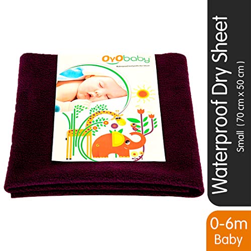 Product Cover OYO BABY Premium Quality Bed Pad Water Resistant Bed Protector Baby Dry Sheet/Waterproof and Washable Mattress Protector/Crib Sheets/Cot Sheets/Underpad Sheet (Small 70cm X 50 cm) Plum