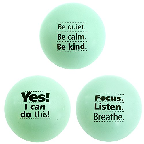 Product Cover Teach Peach Assorted Motivational Stress Balls, Fun Fidget Toys for Kids, Teenagers, and Adults, Perfect Unique Gift Idea, Green 3 Pack