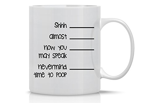 Product Cover Crazy Bros Tees Shh. Nevermind, Time Men Coffee Makes Me Poop Crazy Bros Mugs Funny Mug-11OZ Perfect Gift for Father's Day, 11OZ, White