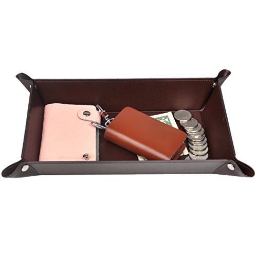 Product Cover 365park Valet Tray, PU Leather Catchall, Jewelry Key Wallet Phone EDC Tray for Men Women