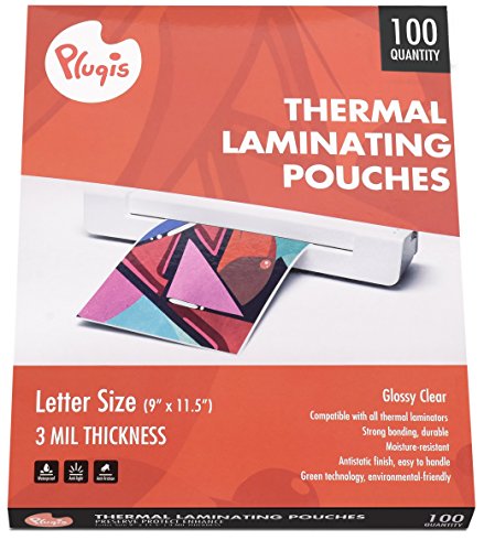Product Cover Pluqis Thermal Laminating Pouches Letter Size 9 x 11.5 Inch, Clear 3 Mil, 100 Sheets