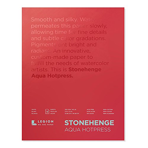 Product Cover Legion Stonehenge Aqua Watercolor Block, 140 Pound Hot Press, 9 X 12 inches, White, 15 Sheets (L21-SQH140WH912)