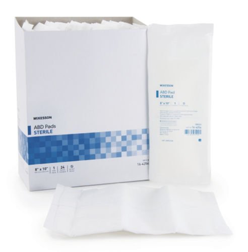 Product Cover Mckesson White Rectangle Sterile Abdominal Pad 8 X 10 Inch - Pack of 48