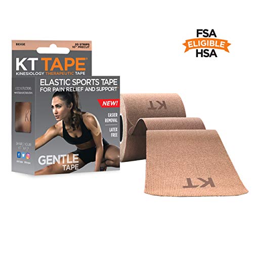 Product Cover KT Tape Kinesiology Therapeutic Sports Tape, Gentle Adhesive for Sensitive Skin, 20 Precut 10 inch Strips, Beige