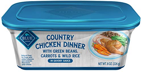 Product Cover Blue Buffalo Country Chicken Dinner Natural Adult Wet Dog Food Tub, Chicken with Green Beans, Carrots & Wild Rice 8-oz (Pack of 8)