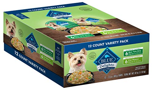 Product Cover Blue Buffalo Divine Delights Natural Adult Small Breed Wet Dog Food Cups Variety Pack, Filet Mignon Flavor in Hearty Gravy and New York Strip Flavor in Hearty Gravy 3.5-oz (12 pack- 6 of each flavor)