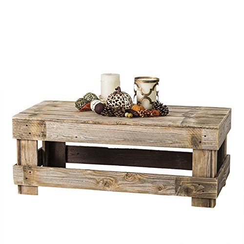 Product Cover Del Hutson Designs Natural Reclaimed Barnwood Rustic Farmhouse Coffee Table, USA Handmade Country Living Decor (Natural)