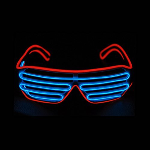 Product Cover Red + Blue : Aquat Shutter EL Wire Neon Glasses LED Sunglasses Light Up Costumes For Party RB03 (Red + Blue)