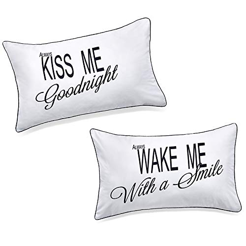 Product Cover DasyFly His Hers Pillowcases for Couples,Always Kiss Me Goodnight..Unique Anniversary Engagement Wedding Valentines Day Naughty Christmas Gifts For The Couple, Cute Birthday Gifts for Girlfriend