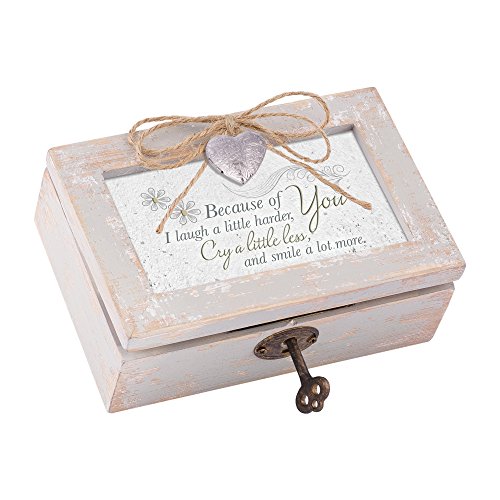 Product Cover Because of You Smile Distressed Wood Locket Jewelry Music Box Plays Tune That's What Friends are for