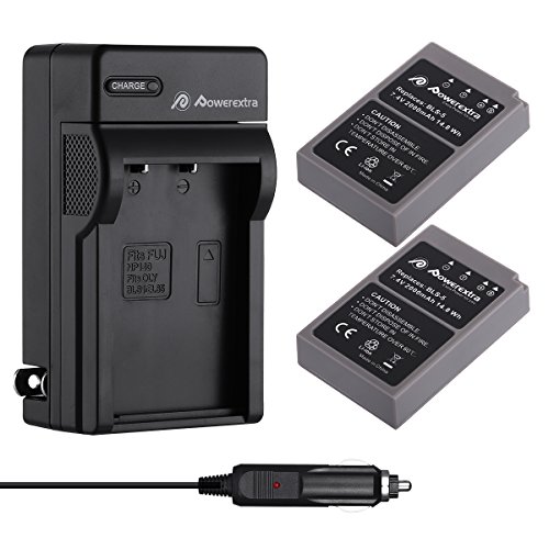 Product Cover Powerextra 2 Pack Battery & Charger Compatible for Olympus BLS-5, BLS-50, PS-BLS5 and Olympus OM-D E-M10, Pen E-PL2, E-PL5, E-PL6, E-PL7, E-PM2, Stylus 1