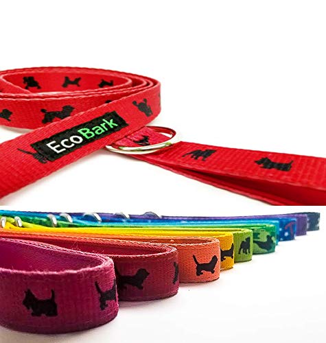 Product Cover EcoBark Comfort Dog Leash-Eco-Friendly Padded Durable Heavy Duty Strap, Padded Handle for Pulling, Bright Colors - Leash Lead for Full Control When Dog Training and Walking (Red)
