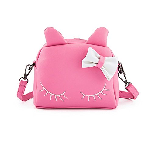 Product Cover Pinky Family Cute Cat Ear Kids Handbags Candy Color Crossbody Bags PU Leather Shoulder Bags (pink)