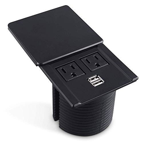 Product Cover Desktop Power Grommet Data Center Desk Outlet Socket with 2 USB Ports Hidden Design (Black)