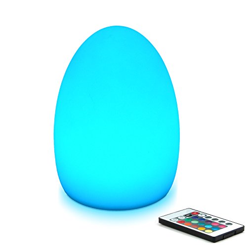 Product Cover Mr.Go 8-inch LED Egg Light Nightlight Mood Lighting Lamp for Adults and Children - Remote Control - 16 RGB Colors - Bright and Dim Settings - Smooth and Flash Light Effects - Rechargeable - Fun Safe