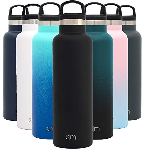 Product Cover Simple Modern 20oz Ascent Water Bottle - Hydro Vacuum Insulated Tumbler Flask w/Handle Lid - Double Wall Stainless Steel Reusable - Leakproof -Midnight Black