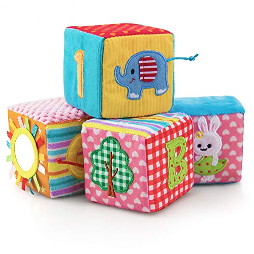 Product Cover teytoy Soft Rattle Baby Blocks Baby Building Blocks with Safety Mirror Cubes Gift Set