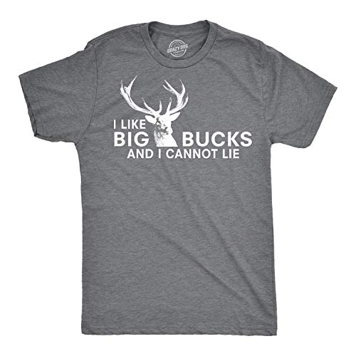 Product Cover Mens I Like Big Bucks and I Cannot Lie Funny Deer Hunting T Shirts for Men (Dark Heather Grey) - XL
