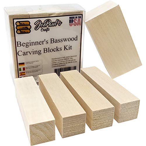 Product Cover Basswood - Beginner's Premium Carving Blocks Kit - Best Wood Carving Kit for Kids - Preferred Soft Wood Block Sizes Included - Made in The USA