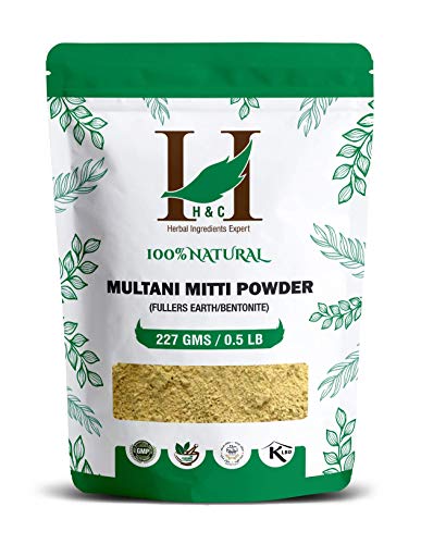 Product Cover H&C 100% Pure Organically Processed Fuller's Earth Clay (Multani Mitti) Bentonite Clay- 1/2 LB - 227 GMS - 8 oz