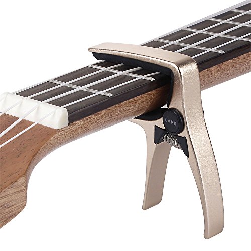 Product Cover Mini Size Professional 4 String Guitar Capo, Ukulele Capo (GOLD)