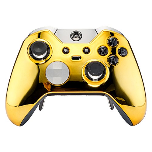 Product Cover eXtremeRate Custom Chrome Gold Replacement Top Shell Case Front Housing Faceplate Kits for Xbox One Elite Remote Controller Model 1698
