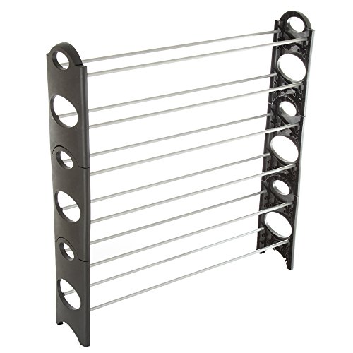 Product Cover Everyday Home 83-26-6 6 Tier Stackable Shoe Rack 24 Pair Capacity, Black
