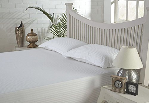 Product Cover Linenwalas 300 TC Premium 100% Cotton Stripes Single Bedsheet with 1 Pillow Covers- White Stripes