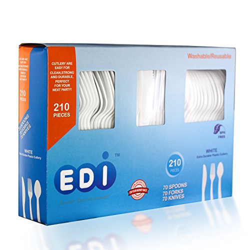 Product Cover EDI White Disposable Plastic Cutlery Set (210 Count)